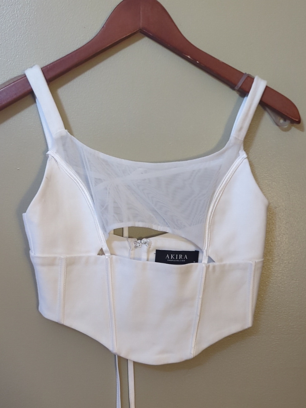 AKIRA White Mesh Panel Bustier Top